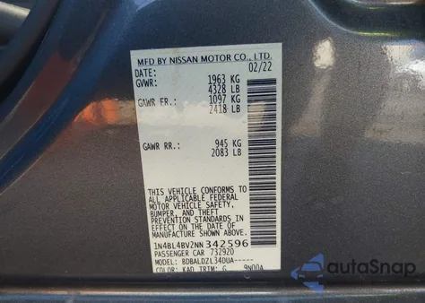 2022 Nissan Altima S Fwd z USA, uszkodzony, nr VIN 1N4BL4BV2NN342596